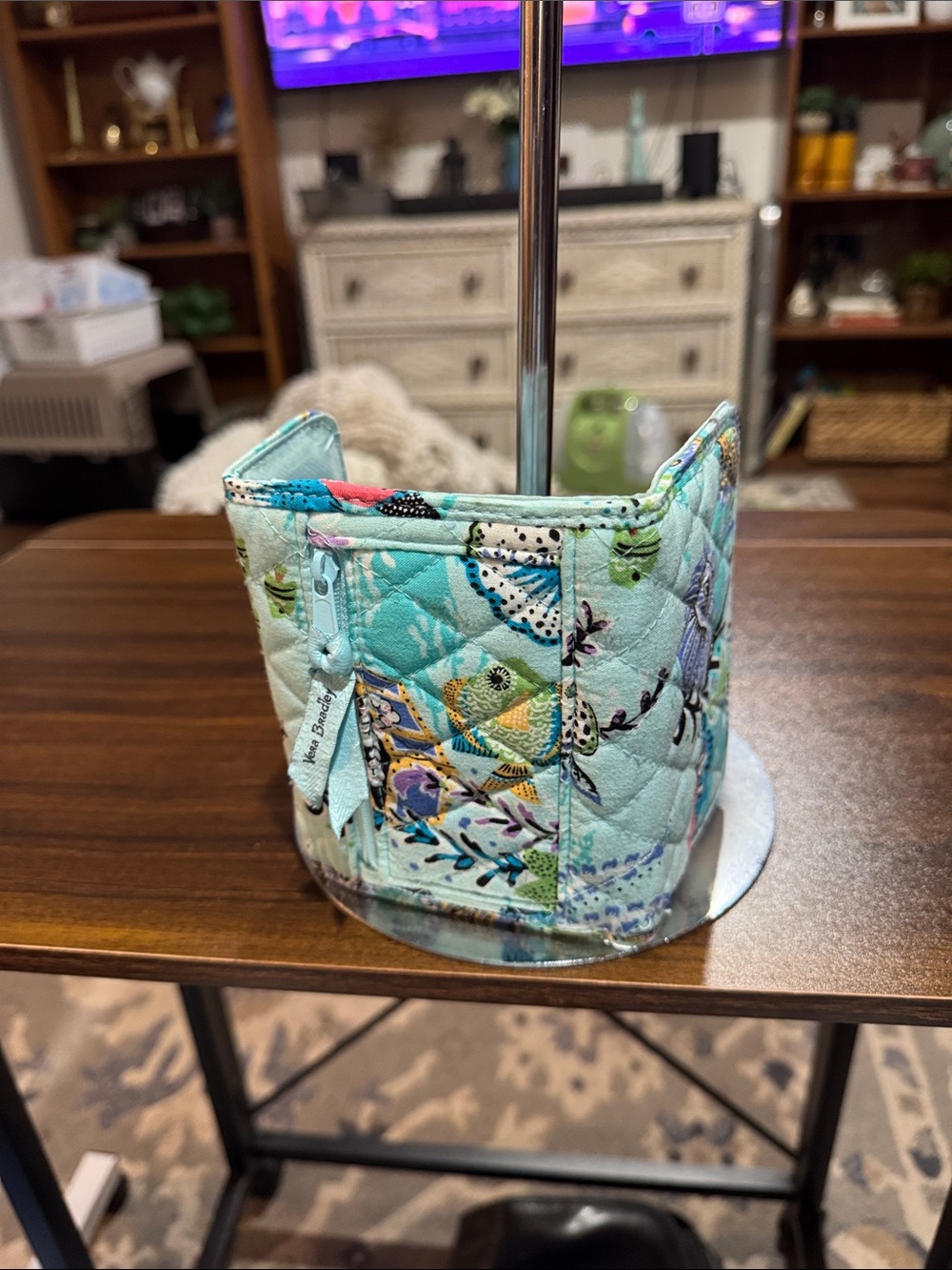 Vera Bradley Quilted Fold-Over Wallet in Aqua Floral Print - Picture 3 of 6